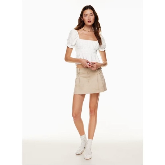 ARITZIA SUNDAY BEST Janis 100% Cotton White Babydoll Smocked Peasant Blouse Top - Picture 4 of 9